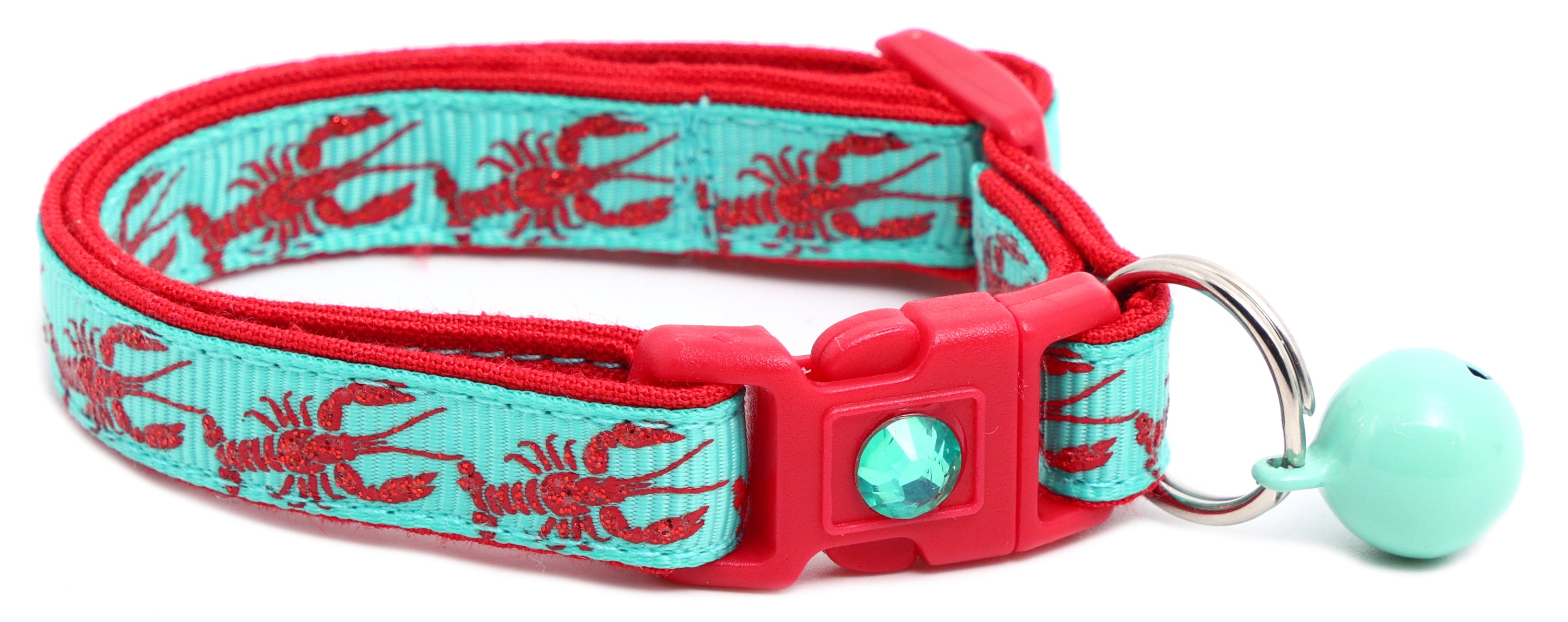 Lobster Breakaway Cat Collar made of reinforced cotton, featuring a breakaway clip and customizable options.